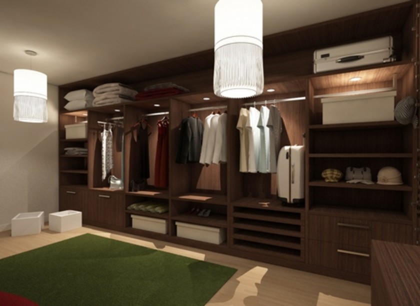 Классическая гардеробная комната из массива с подсветкой Пермь