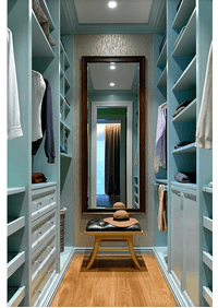 Параллельная гардеробная комната с большим зеркалом Пермь